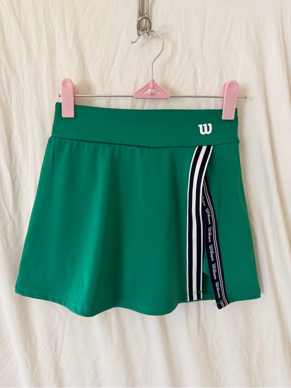 Wilson Green Girls' Athletic Skort with Navy Stripe